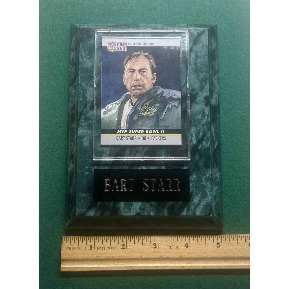 BART STARR GREEN BAY PACKERS CARD PLAQUE DECOR ‎ NFL Pro Card Encased